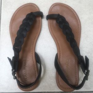 Rampage Black Faux Leather Sandals